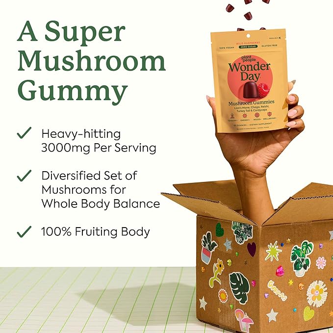 Plant People WonderDay Mushroom Gummies ā Wild Raspberry - Image 6