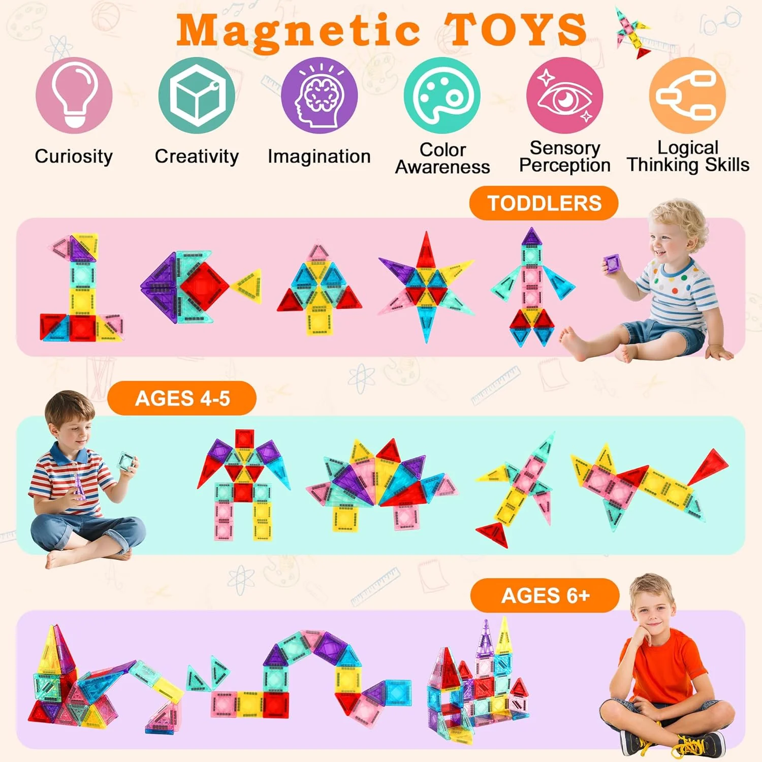 Portable 42-Piece Travel Magnetic Tiles Building Set - Image 2