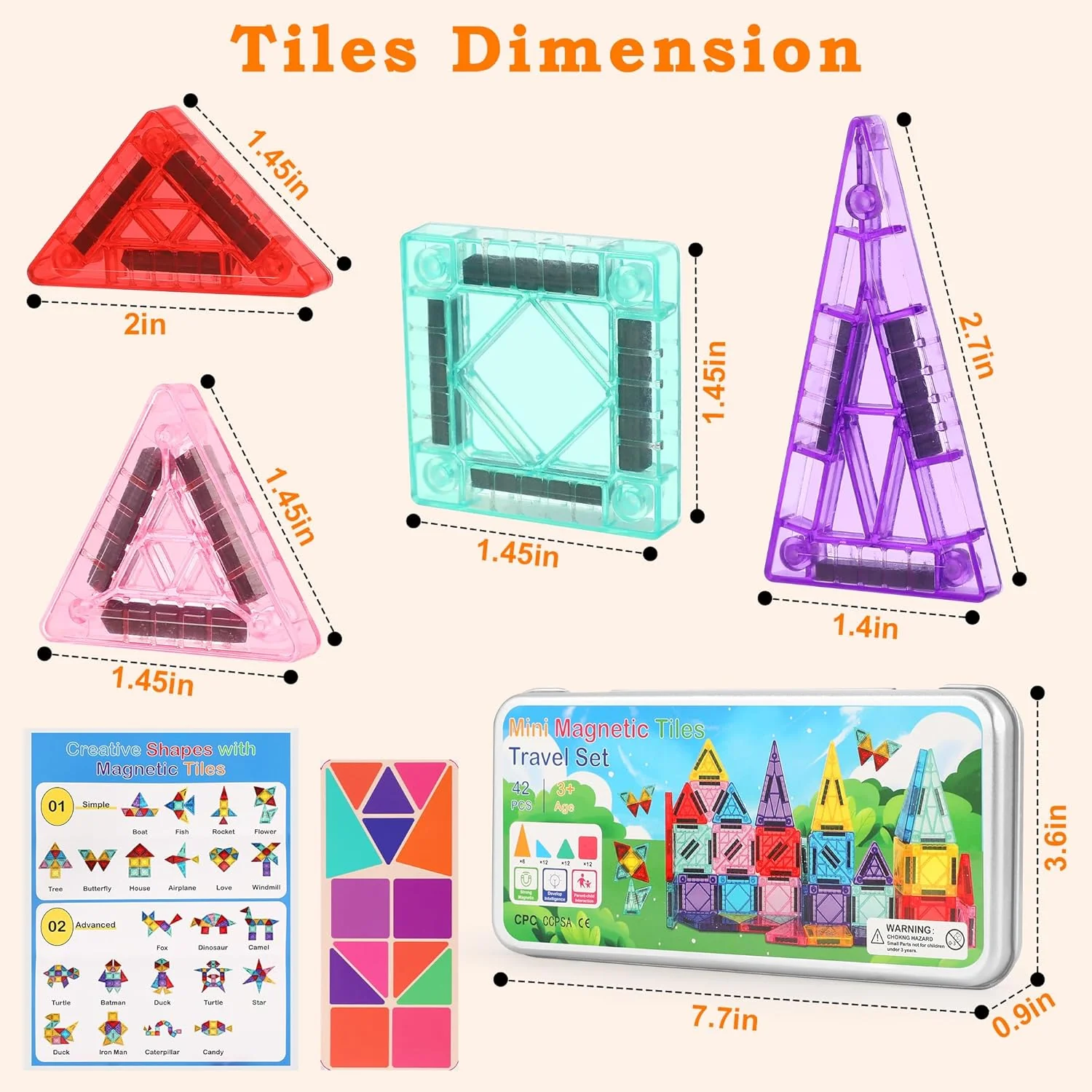 Portable 42-Piece Travel Magnetic Tiles Building Set - Image 7
