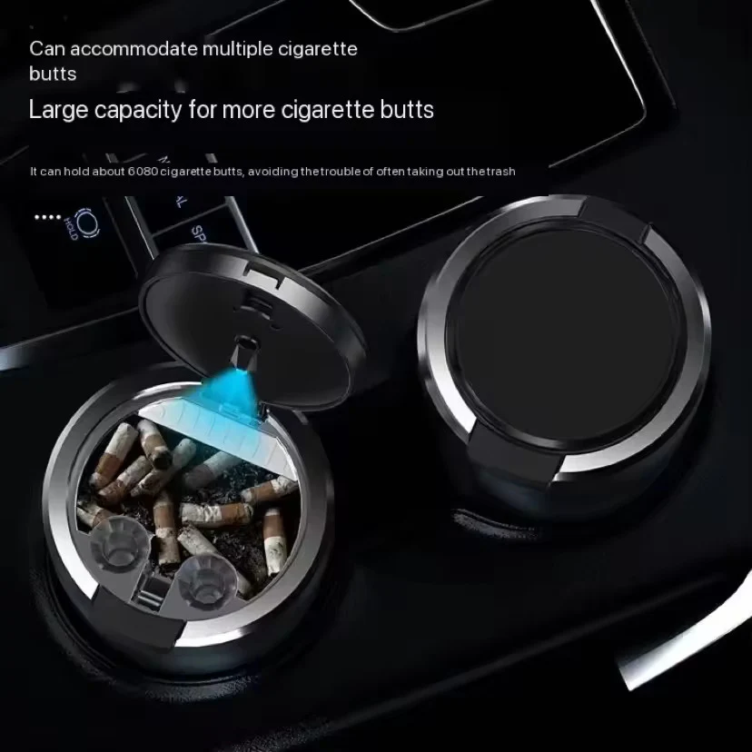 Portable LED Car Ashtray – Alloy Lid + Smokeless Design - Image 5
