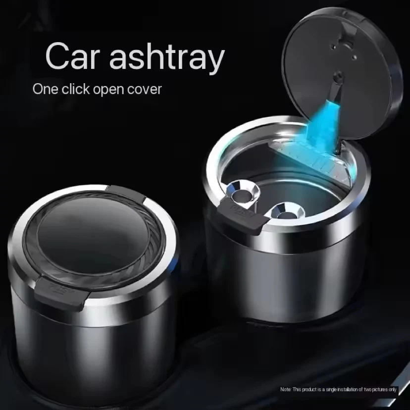 Portable LED Car Ashtray – Alloy Lid + Smokeless Design - Image 6