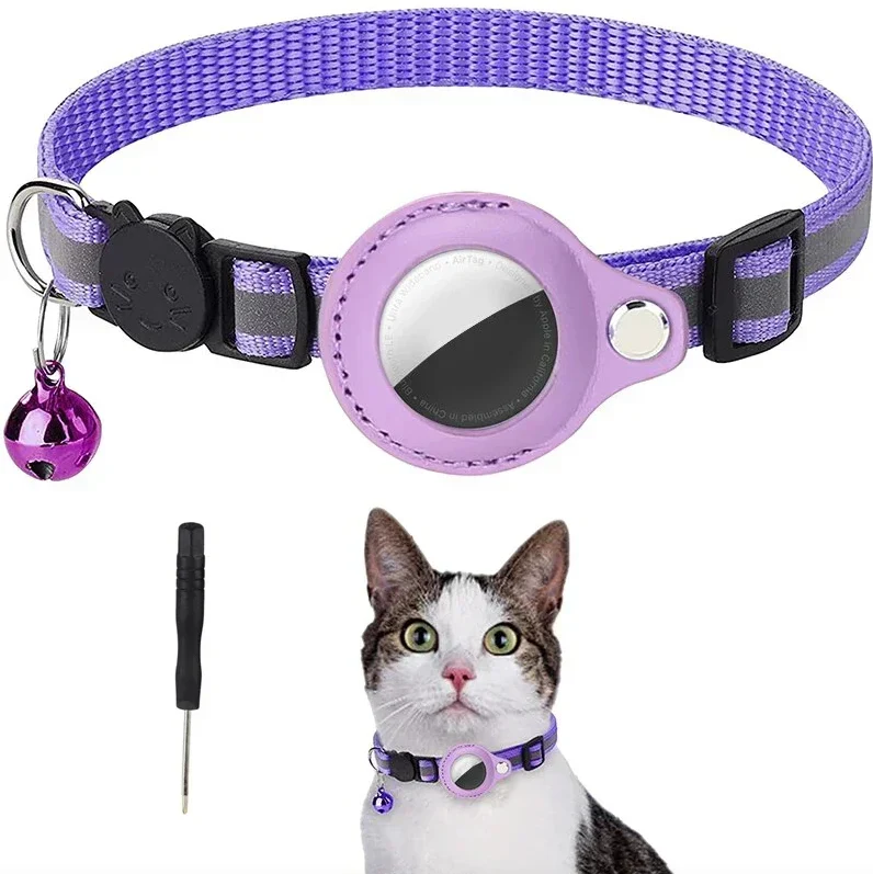 Reflective GPS Tracking Cat Collar – Adjustable Anti-Lost Collar with Bell & GPS Tracker Holder - Image 10