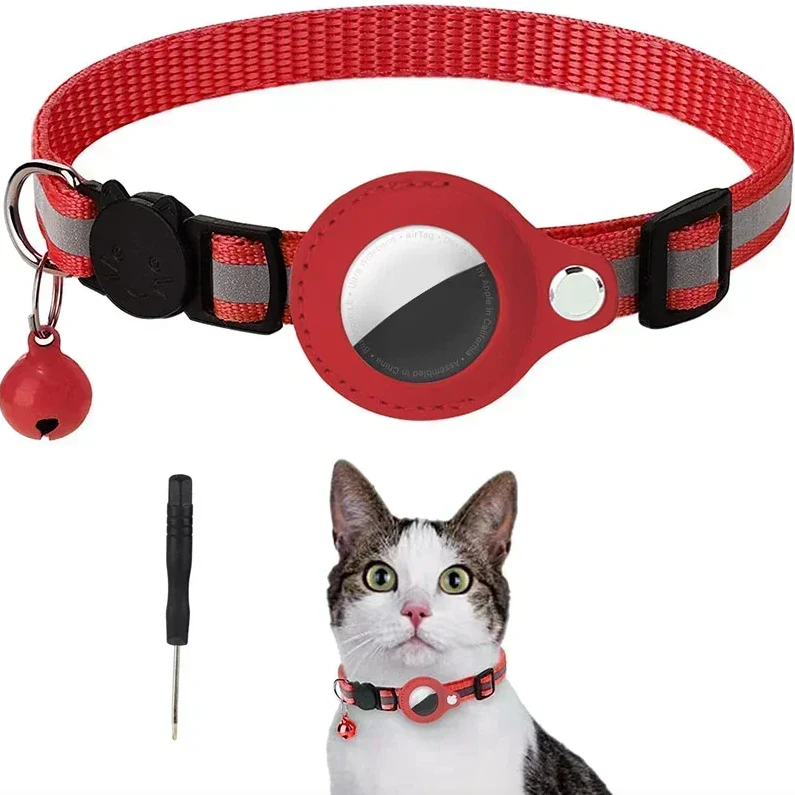 Reflective GPS Tracking Cat Collar – Adjustable Anti-Lost Collar with Bell & GPS Tracker Holder - Image 12