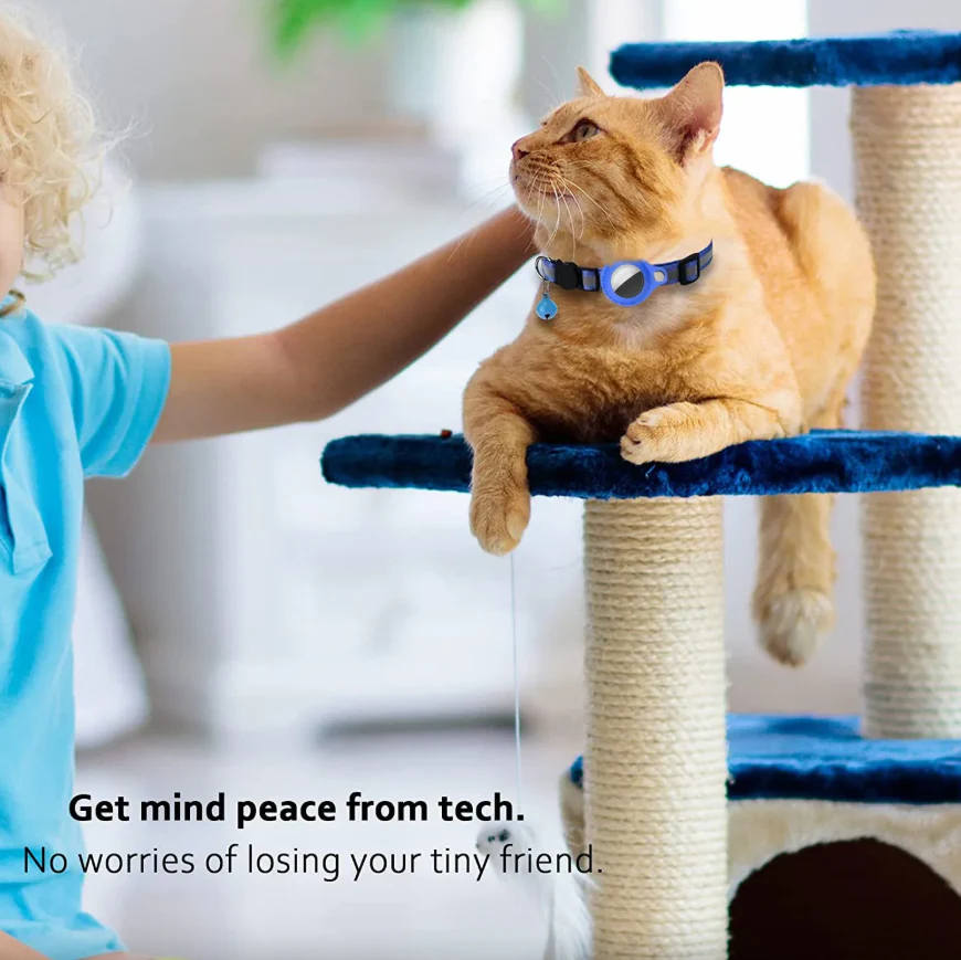 Reflective GPS Tracking Cat Collar – Adjustable Anti-Lost Collar with Bell & GPS Tracker Holder - Image 4
