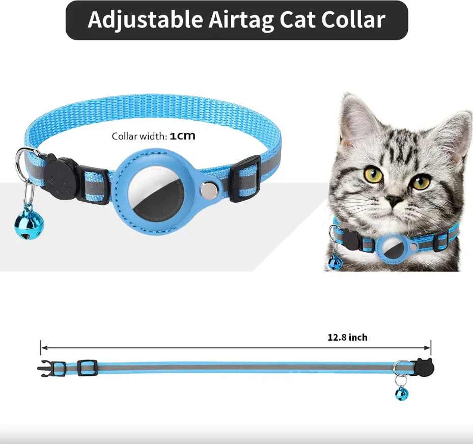 Reflective GPS Tracking Cat Collar – Adjustable Anti-Lost Collar with Bell & GPS Tracker Holder - Image 7