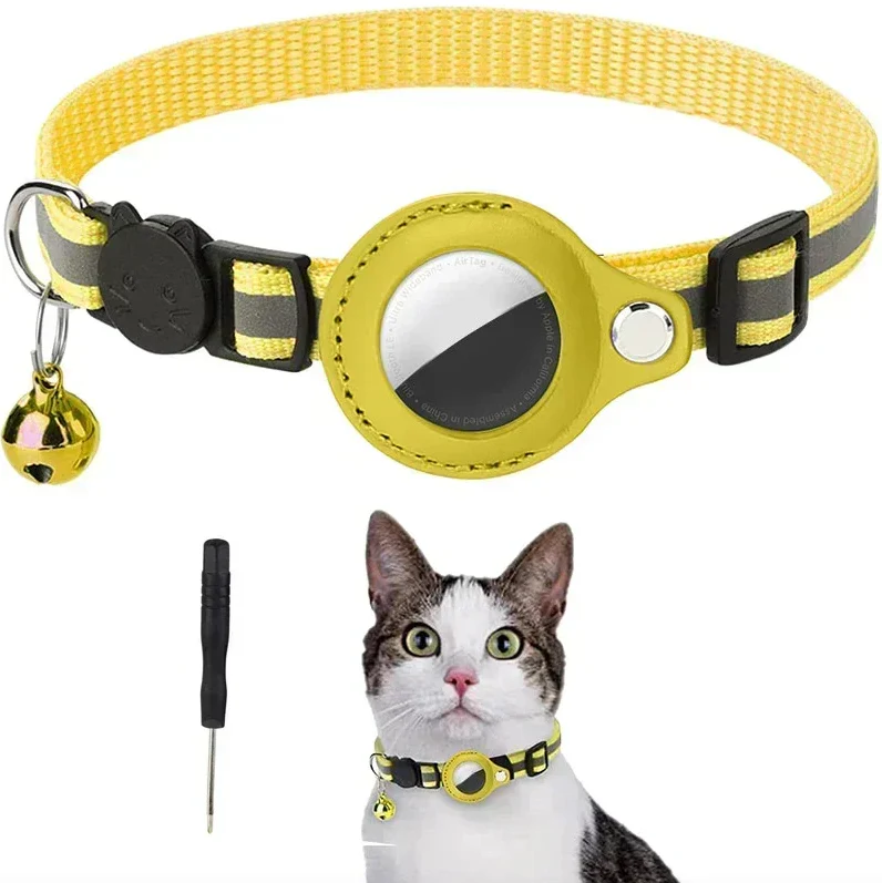 Reflective GPS Tracking Cat Collar – Adjustable Anti-Lost Collar with Bell & GPS Tracker Holder - Image 9