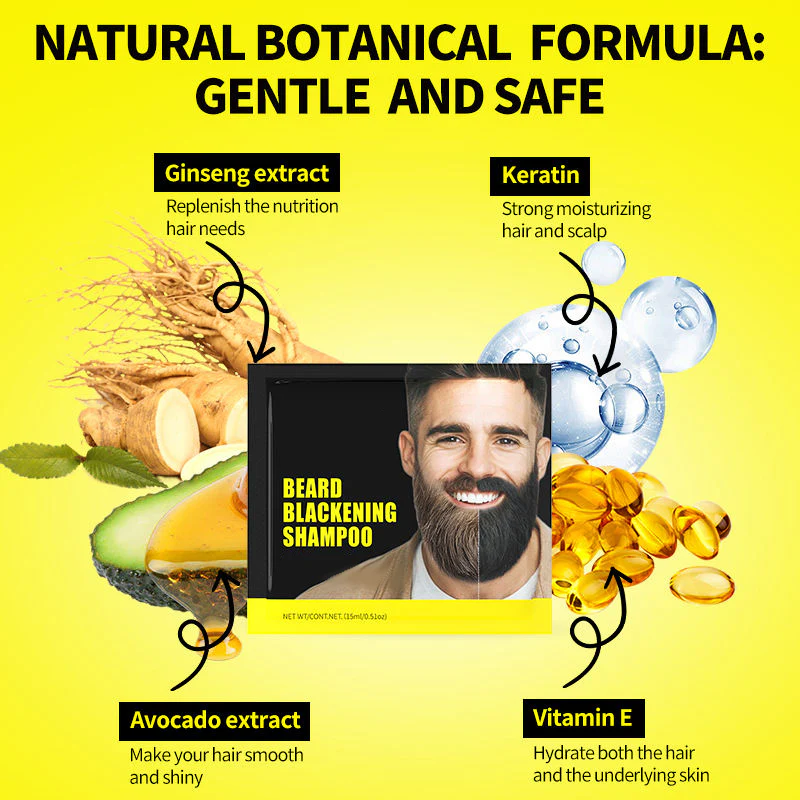 Semi-Permanent Menās Beard Dye Shampoo ā Natural Black Color, Easy 5-Minute Gray Coverage - Image 4
