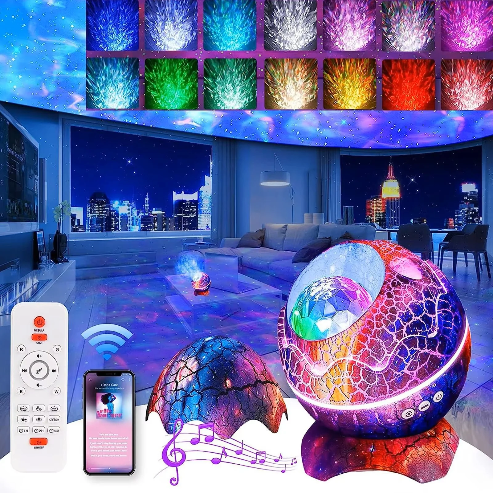Smart Galaxy Projector Dinosaur Egg Lamp