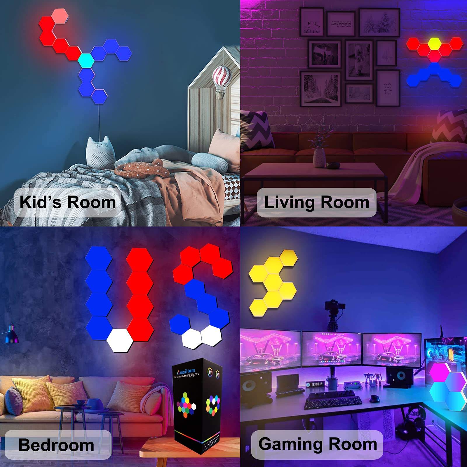 Smart Modular LED Hex Light Panels with App & Touch Control – Music Sync Wall Lights for Home Decor & Gaming Setup - Image 3