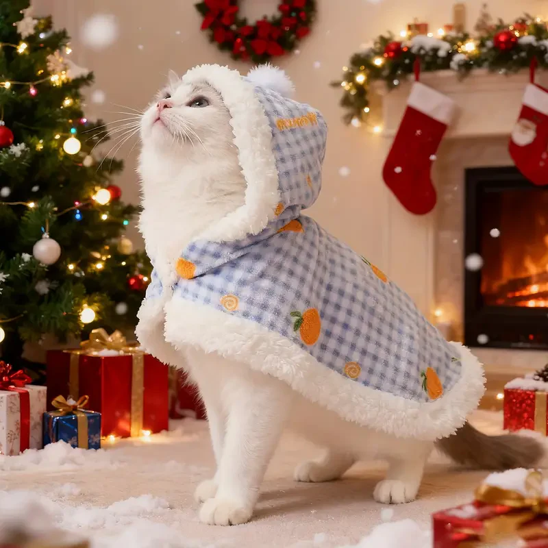 Soft Fleece Cat Cape with Hat – Cozy Convertible Cloak and Pajama Outfit for Cats - Image 5