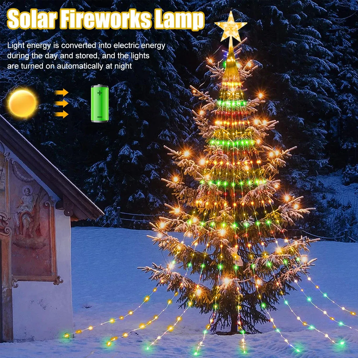 Solar LED Star String Lights – 8-Mode Christmas Fairy Lights for Indoor & Outdoor - Image 3