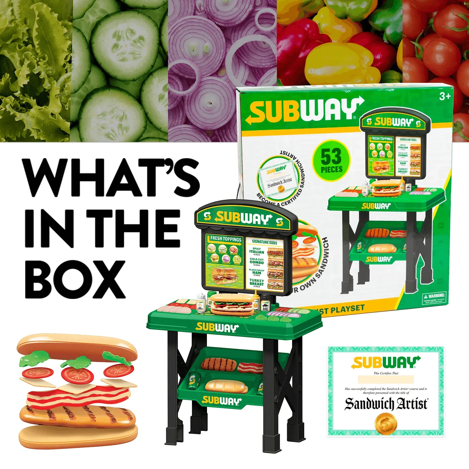 Subway Sandwich Artist Playset – 53 Piece Pretend Restaurant Kit - Image 2