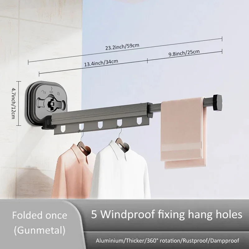 Wall Mount Folding Clothes Drying Rack - Image 6