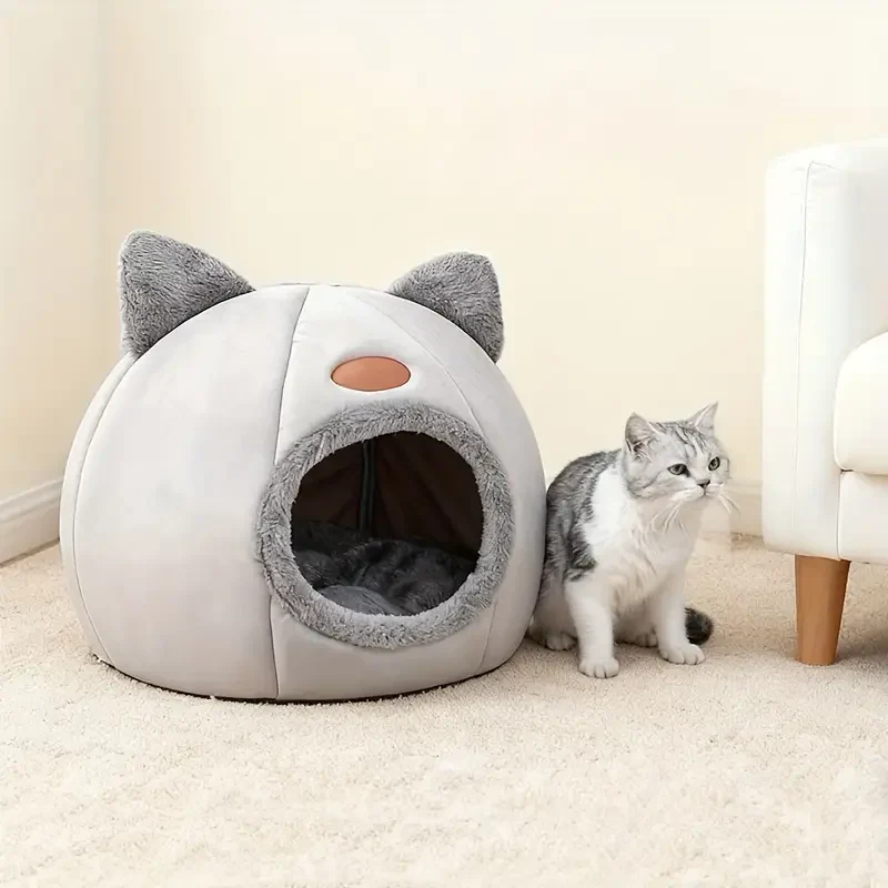 Warm Pet House with Soft Cushion – Semi-Enclosed Bed for Cats and Small Dogs - Image 4